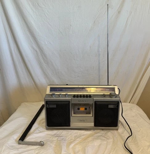 Vintage Sony CFS- 43 Boombox Stereo Cassette Player Plays Tapes