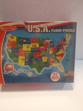 Melissa  Doug USA Map Floor Jigsaw Puzzle 51 Piece Extra Large Multi Color