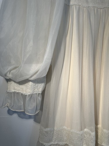 Vintage 70s Lace Ivory / Cream Wedding Summer Gown Long Dress Tall Size 6/8 - Picture 5 of 12