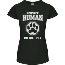 Camiseta Service Human Do Not Pet Funny Dog para mujer corte pequeño
