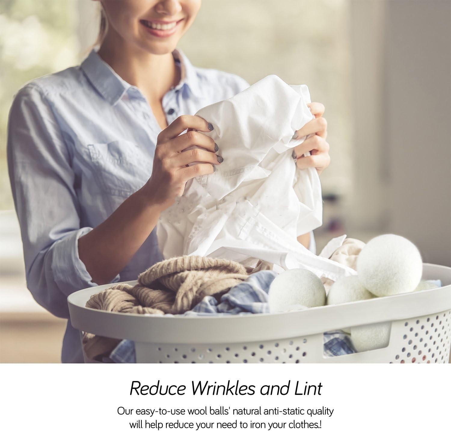 Eco-Friendly XL Wool Dryer Balls - Reduce Wrinkles & Dry Clothes Faster, 4 Count