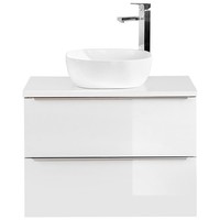 Waschtisch-Unterschrank 80Cm Keramikbecken Hochglanz Weiß Badezimmer GäSte Wc
