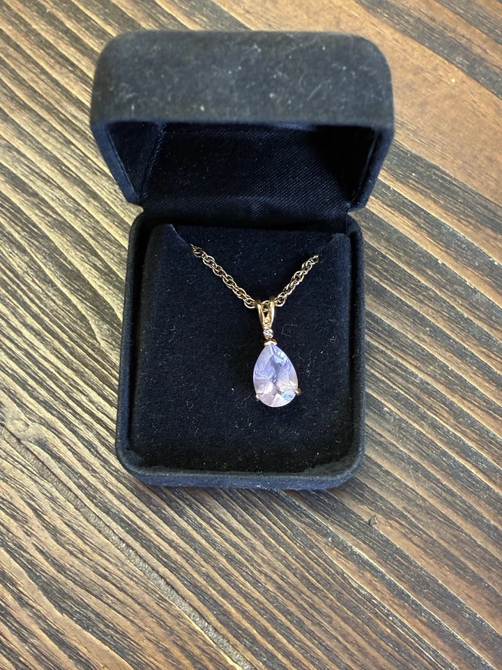 Аметист и золото цвет ожерелье с коробкой - Изображение 2 из 4