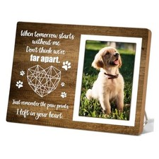 Dog Memorial Picture Frame,Pet Wooden Memorial Gifts Picture Frame for Loss of