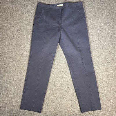 Tory Burch Navy Blue Slim Leg Cotton Blend Tailored Trousers Pants 30457 Size 14