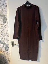 PLT Seamless Bandage Dress Size XL L 14 16 Chocolate Brown Rib Knit Long Sleeves