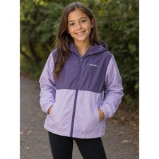 Eddie Bauer Kids Windbreaker Jacket XS 5/6 Hooded Full Zip Pockets Purple