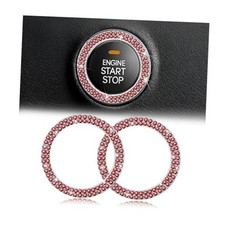 Car Bling Crystal Rhinestone Engine Start Ring Decals, 2 Pack Car Double Red