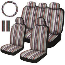Baja Saddle Blanket Car Seat Covers Full Set with Seat Belt Pads and Steering...