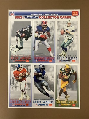 1993 Fleer McDonald s L.E. Game Day Collector Cards Lot Of 6 Uncut Sanders Elway