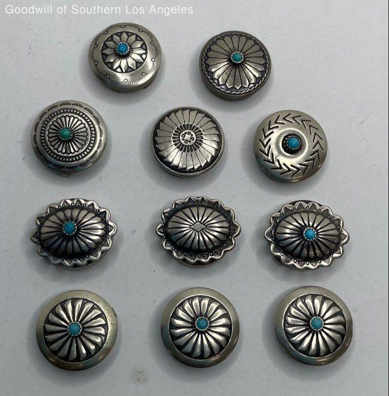 Sterling Silver Native Concho Button Covers - 40.… - image 1