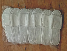 7 Waffle Weave White Open Toe Spa Guest Slippers One Size NEW in Package