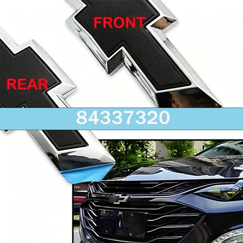 Front Grille Rear Black Bowtie Emblem Set For 2016-2018 Malibu