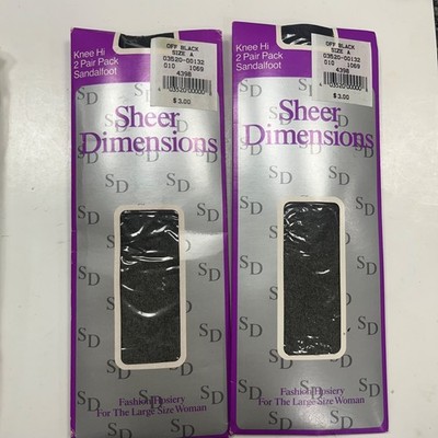Lot Of Two 2 packs: Sheer Dimensions Knee Hi Size A Off Black Sandalfoot