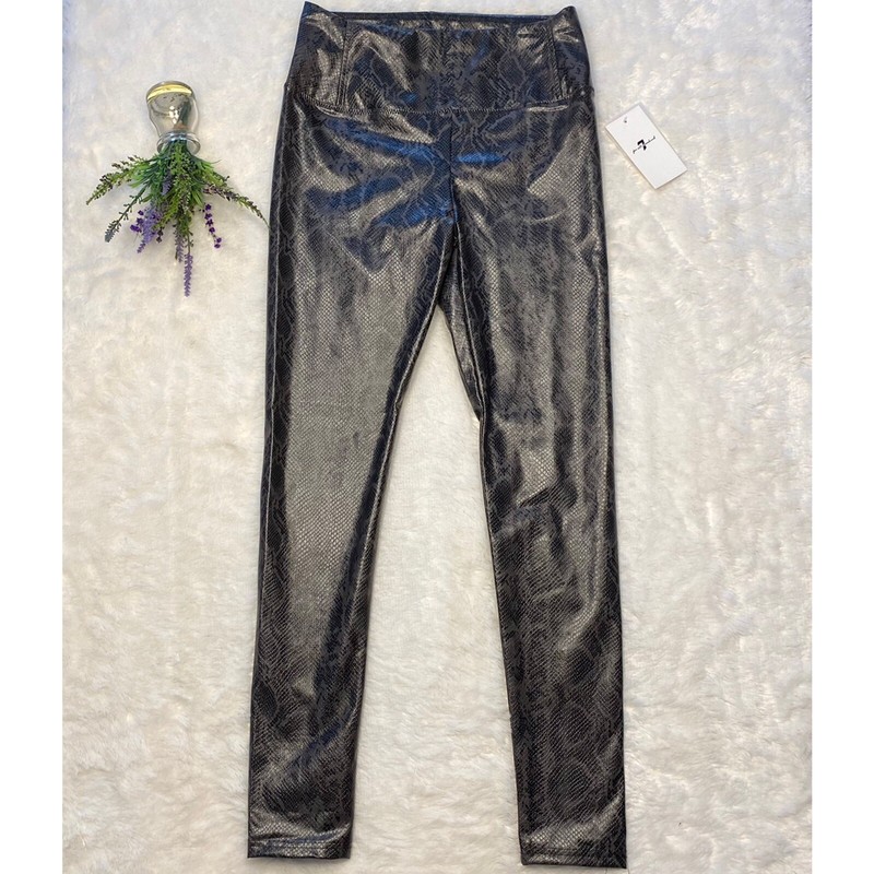 7 For All Mankind 7FAM Snake Print Faux Leather Leggings NEW Size Small Python
