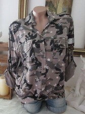  Hemd Bluse Camourflage Army Military Stil Hemdbluse Nieten Stern Print 36-40 S