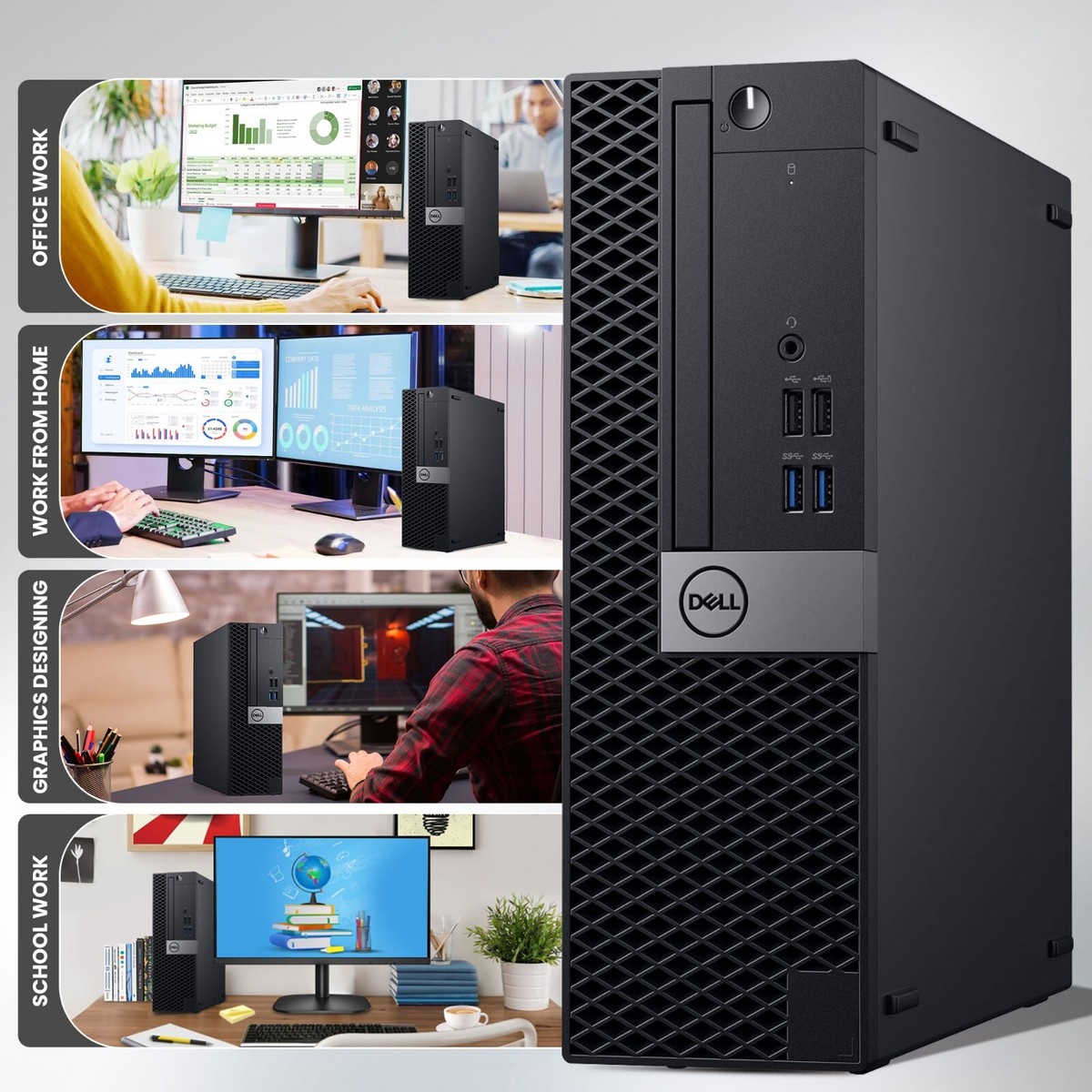Dell SFF Gaming Desktop PC i5 6th 32GB 2TB SSD Dual 24