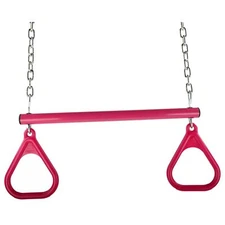 SWING SET STUFF INC. TRAPEZE BAR WITH RINGS AND UNCOATED CHAIN PINK outdoor 0246