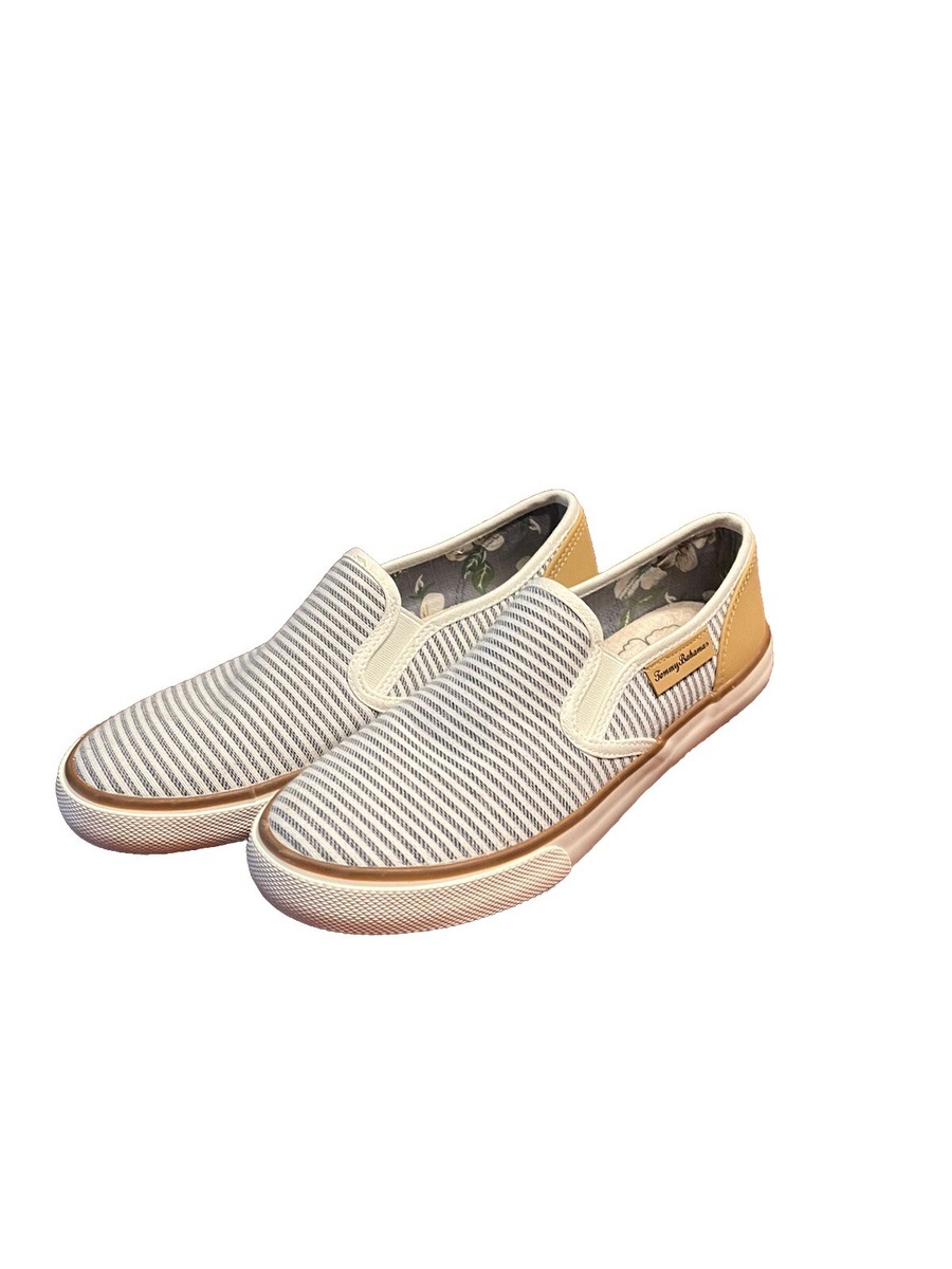 Tommy Bahama Canvas Slip On Shoes Sneaker Casual Blue White Stripe Women’s 