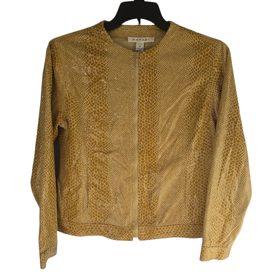 Chaqueta Rafael Mujer Mediana Marrón Estampado Serpiente Cremallera Completa S/12 Pantalones Traje de Pista Foto 2 de 4