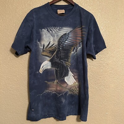 Vintage The Mountain Big Eagle American Flag Nature Tie-Dye T-Shirt Size XL USA