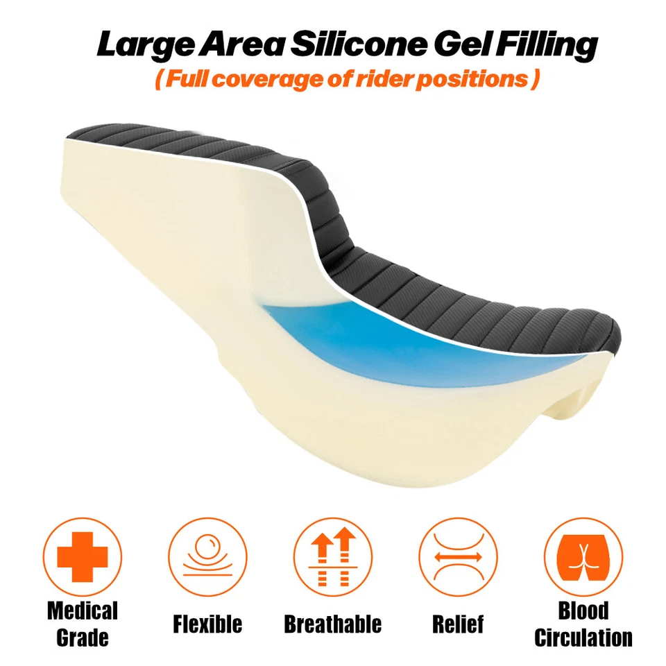 Rider Side w/ SILICA GEL Front Rear 1-Piece Seat For Harley Street Glide	2006-07 - Imagem 2 de 4