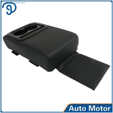 For Most Cars Front Auto Center Console Armrest Pillow Cup& Phone Holder Black