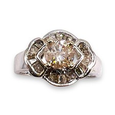 18k Solid White Gold Natural .75 CTW Diamond Engagement Ring Size 5