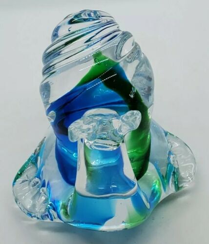 Murano Italienisches Glas Blau/Grün Sommerso/Wirbel Schnecke 4"x6" Vintage - Bild 3 von 11