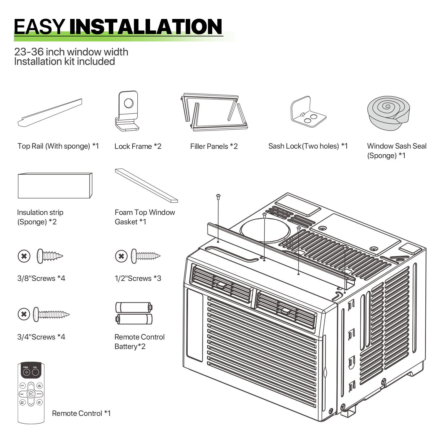 6,000 BTU Window Air Conditioner Auto Restart AC Unit Dehumidifier Fan