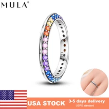MULA Colorful AAA CZ Forever Finger Ring For Women Jewelry 925 Sterling Silver