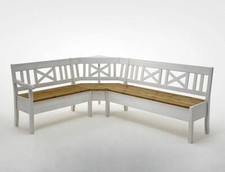 Massivholz Eckbank 213x170cm 2farbig weiß gelaugt Kiefer massiv Truhenbank Bank