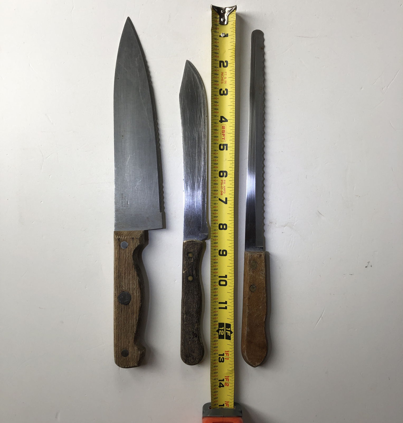 3 Wooden Handled Chefs Knives EKCO ETERNA, FARBERWARE, & Bread Knife eBay
