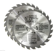 2pc 7-1/4" x 24 Tooth Saw Blade Carbide Tipped Framing Ripping Circular Table