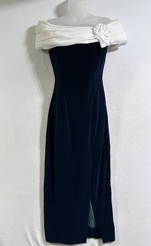 Scott McClintock Womens Dress 8 Jeweled BluishGreen Velvet Evening Gown Prom