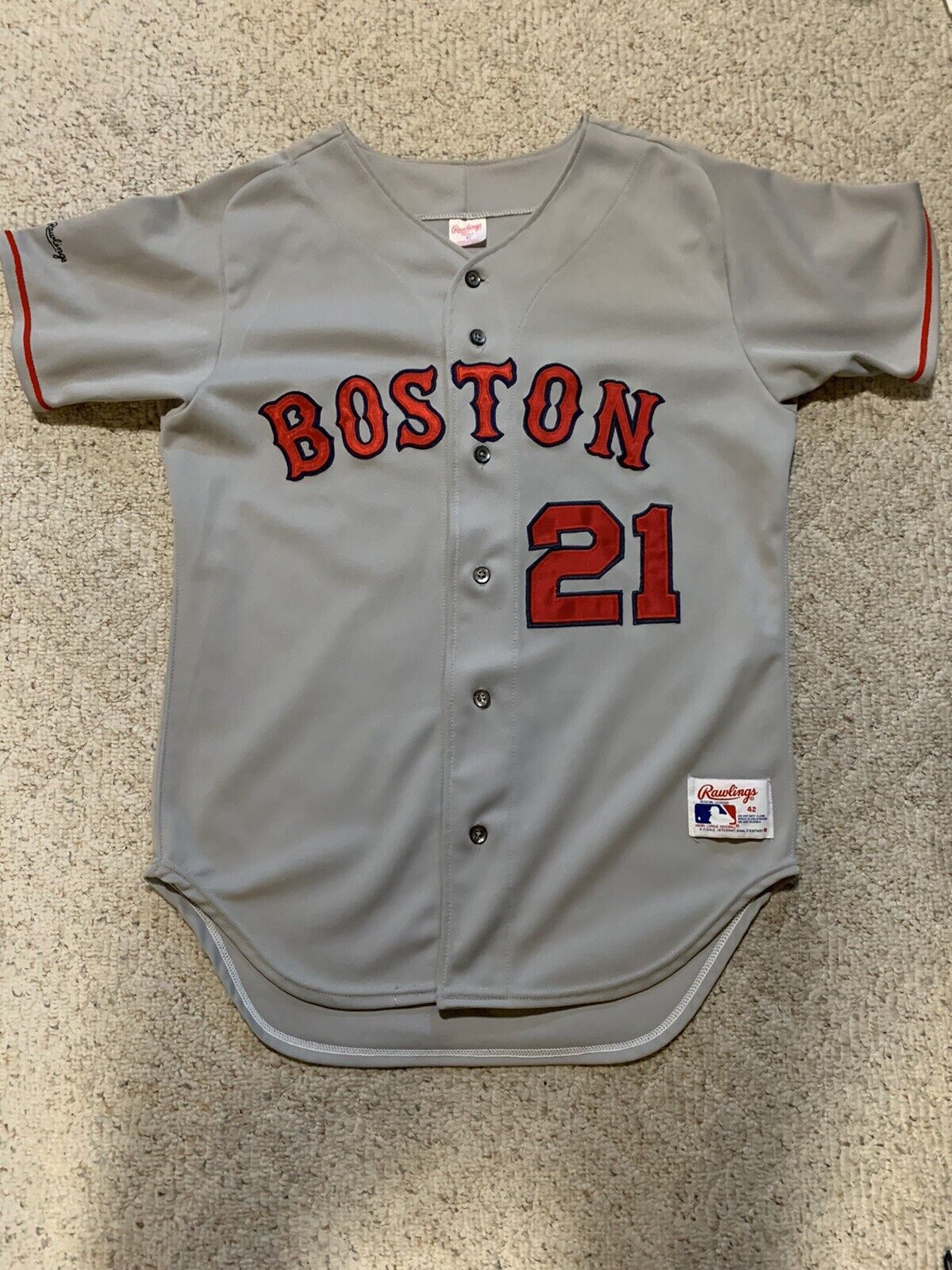 ROGER CLEMENS BOSTON RED SOX RAWLINGS AUTHENTIC JERSEY 42 GRAY USA