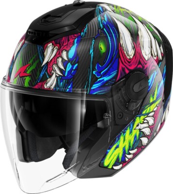 HELM HELMET CARBON MOTO SHARK RS JET CARBON SHAYTAN SCHWARZ MULTICOLOR GR S