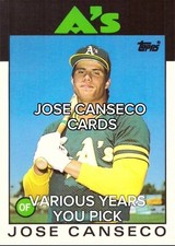 Jose Canseco Baseball Cards - Base Cards, Inserts, etc. - You Pick Your Card