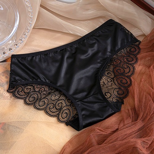 Women Lace Satin Silky Briefs Panties Lingerie Lady Seamless Underwear Knickers - Picture 4 of 27