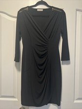 Calvin Klein NWT Faux Wrap Zippered Shoulder Black Sheath Dress Size 4