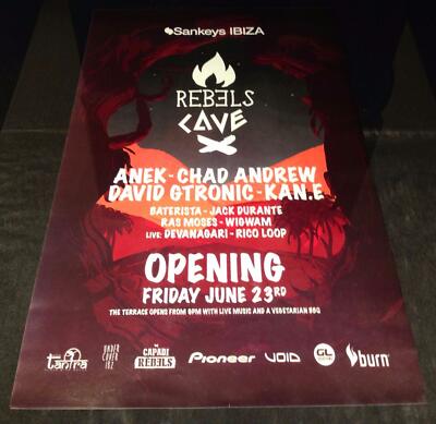 REBELS CAVE 2017 @ SANKEYS CLUB - IBIZA CLUB POSTERS TECHNO HOUSE MUSIC DJ RAVE