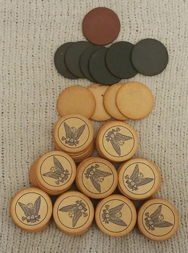 Vintage Eagle Poker Chips Clay White Antique early 1900s Lot