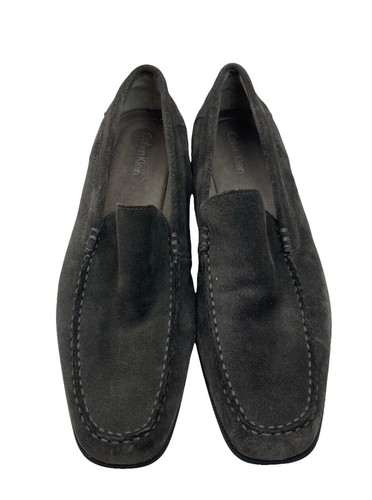 Calvin Klein Men\'s Suede Loafers in Gray with Contrast Stitching, 9.5 Calvin Klein Shoes | Calvin Klein Gray Suede Loafers | US  main image 3