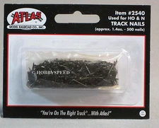 ATLAS 2540 HO & N SCALE TRACK NAILS (500) fastener pin black tack layout ATL2540