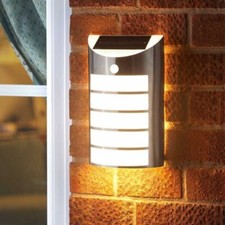 Solar Security Motion Light Outdoor PIR Wall Mounted Garden Lamp Silver LED Home