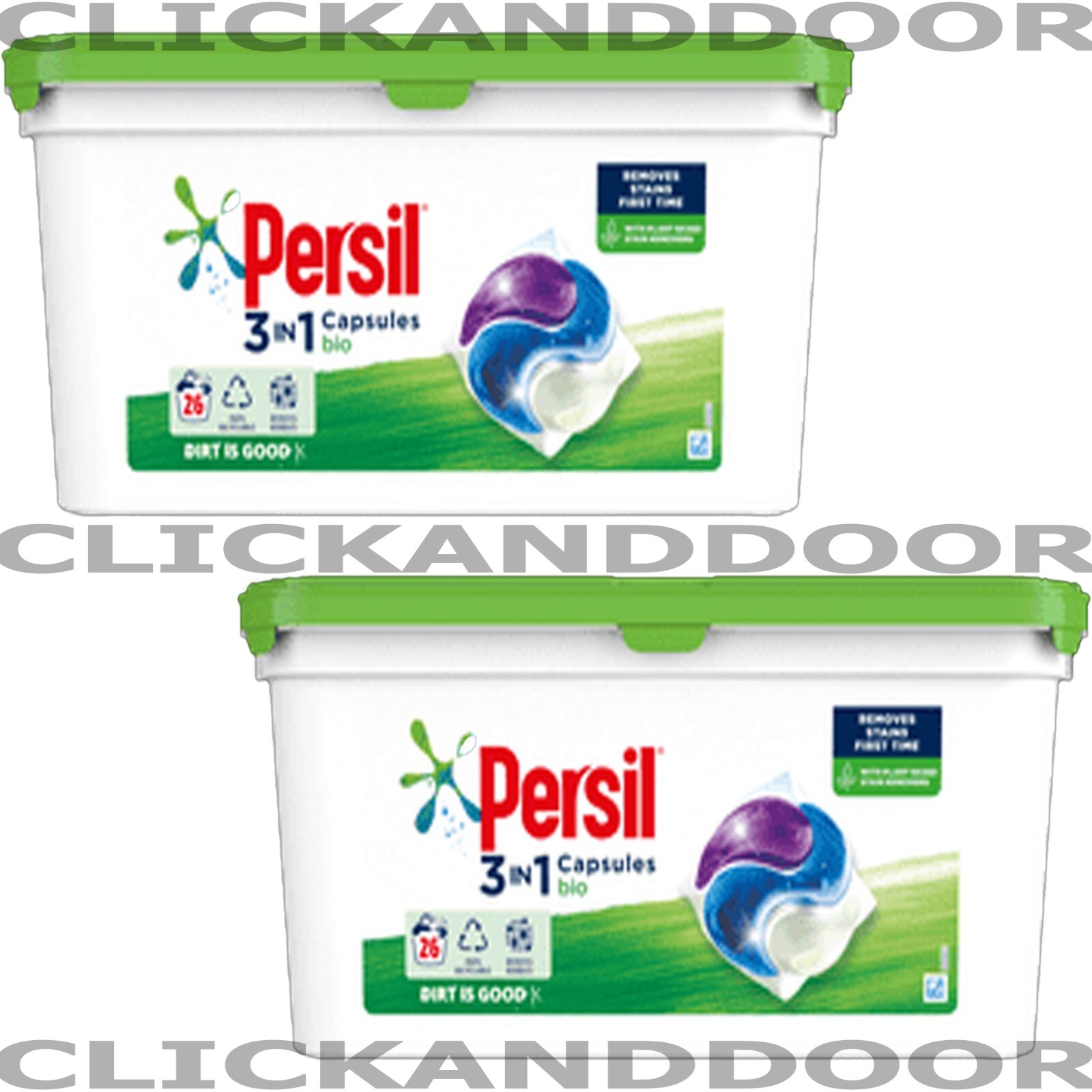 2 X Persil 3in1 Bio Capsules Laundry Detergent Caps Pods 26 X 2 = 52