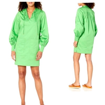 Trina Turk Shirt Dress Size XL Green 100% Organic Cotton Long