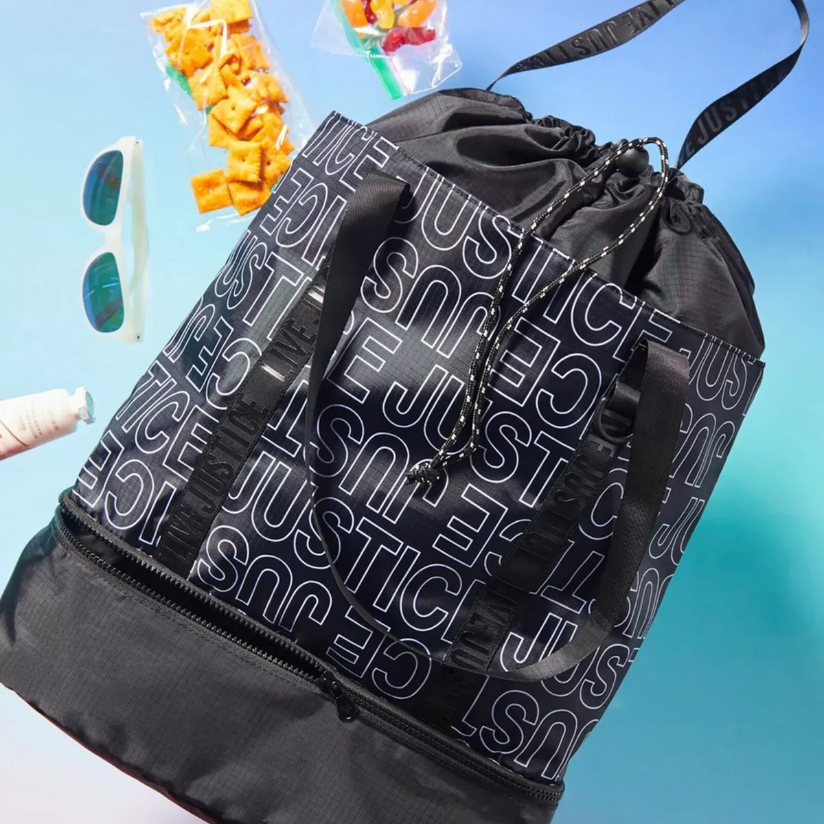 Justice sales drawstring bag