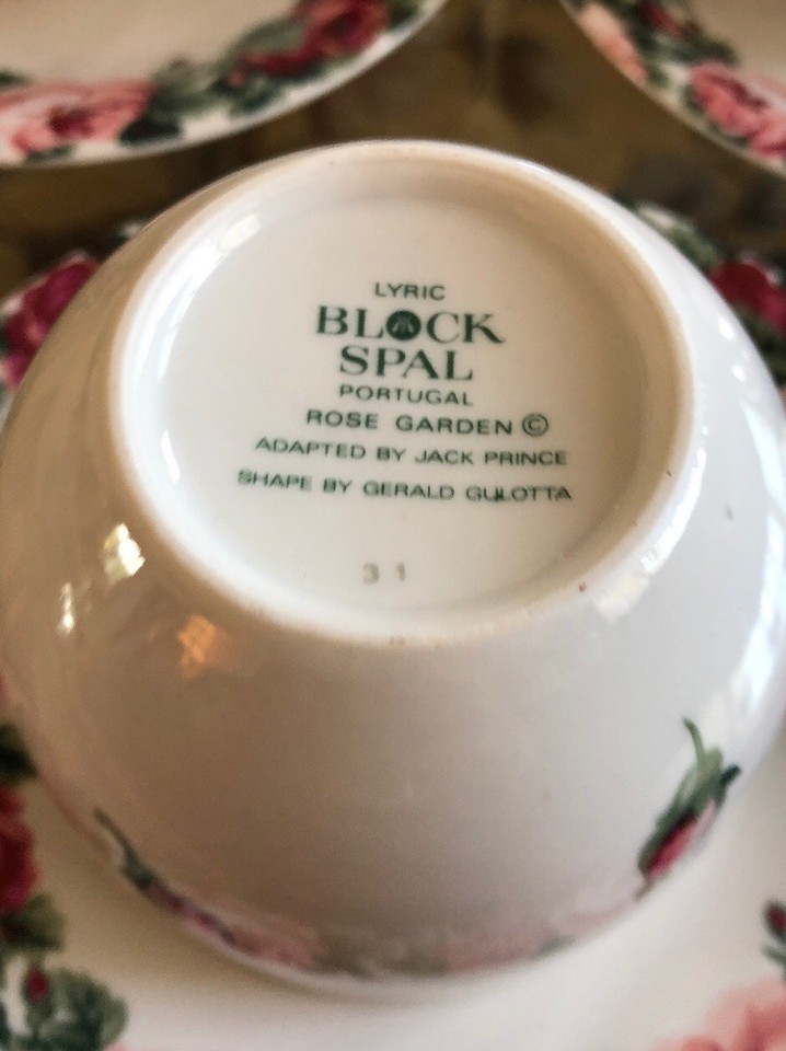 Block China Patterns BLOCK china ROSE GARDEN pattern 3 CUPS& SAUCERS Set Cup 3-1/8