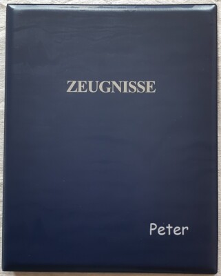 Zeugnismappe blau  Ringbuch mit Einsteckfach Sonderfarbe personalisiert